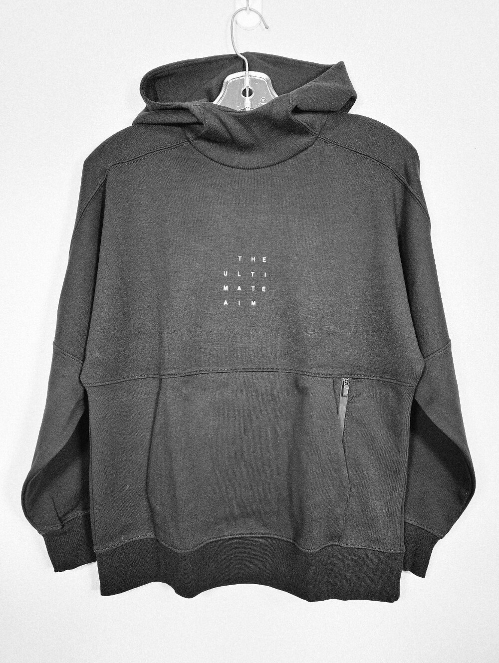 Zara Kids Black Hooded Sweatshirt with Lettering & Zip Details, Size 10* ~ EUC